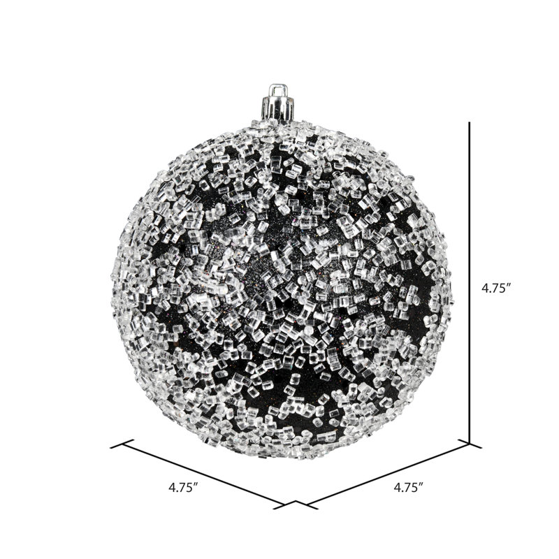 Ornement boule scintillante, H 4,75 po x l 4,75 po x P 4,75 po, Noir, 4