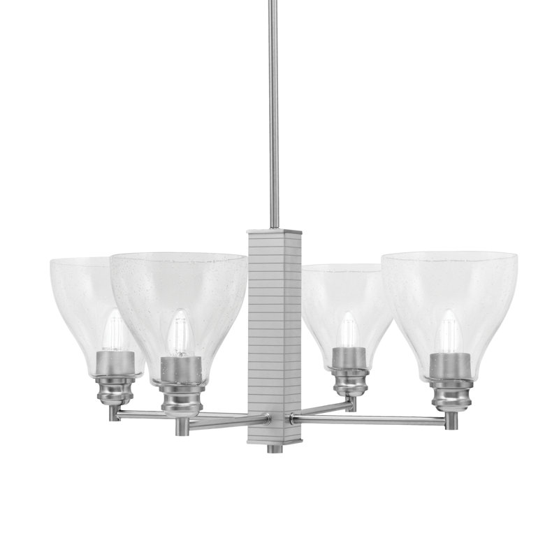 Lustre 4 lumières Edge avec verre à bulles transparent 6,25 po, Nickel brossé