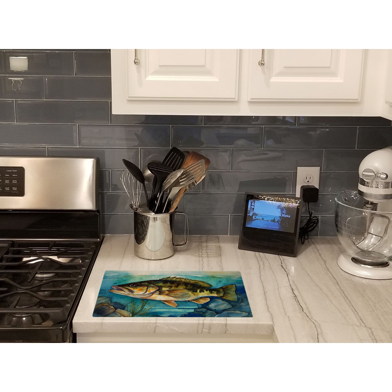 Smallmouth Bass Glass Cutting Board Large