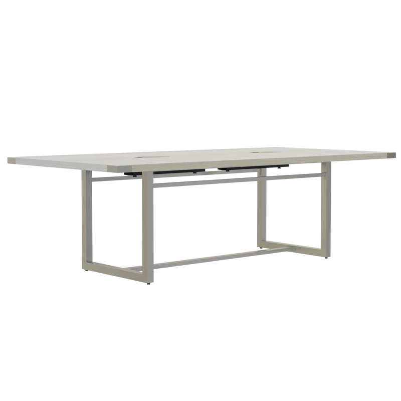 Table de conférence rectangulaire Mirella, Gris, Bois de frêne blanc