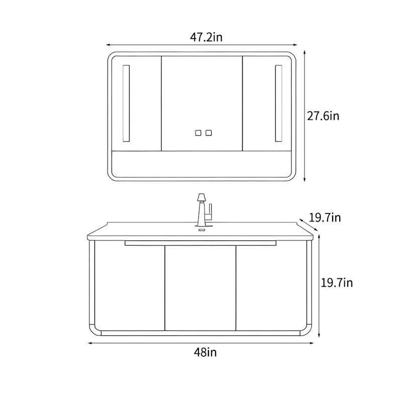 Armoire de salle de bain simple de style français, Blanc