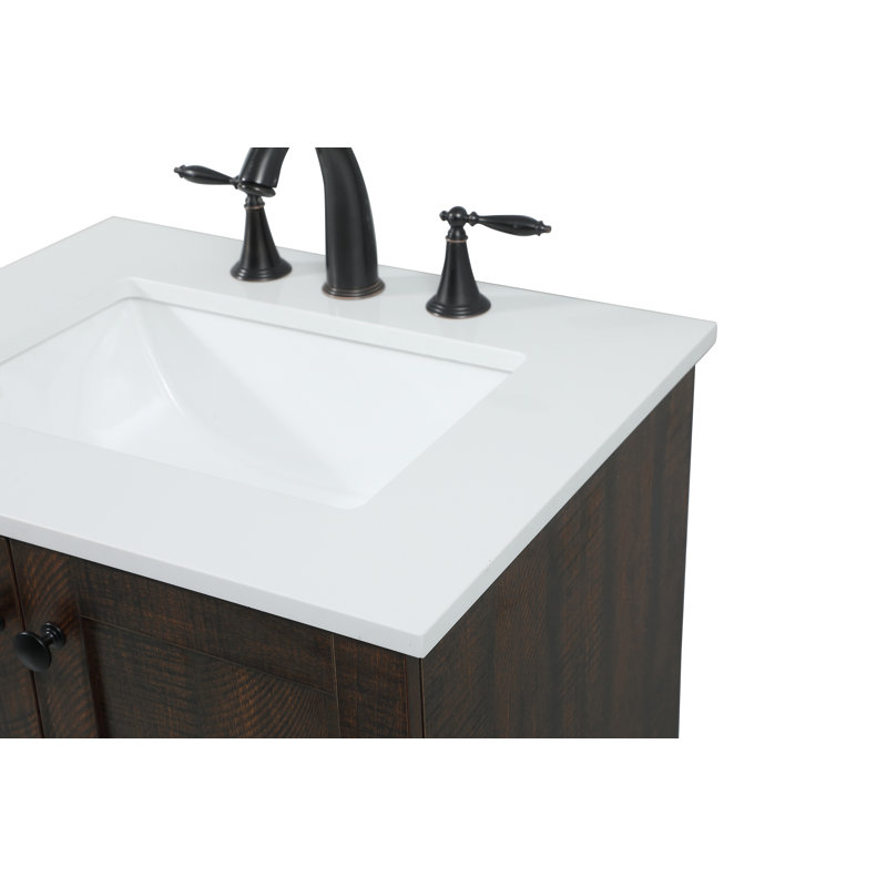 Soma 24'' Single Bathroom Vanity with Engineered Marble Top, Expresso
