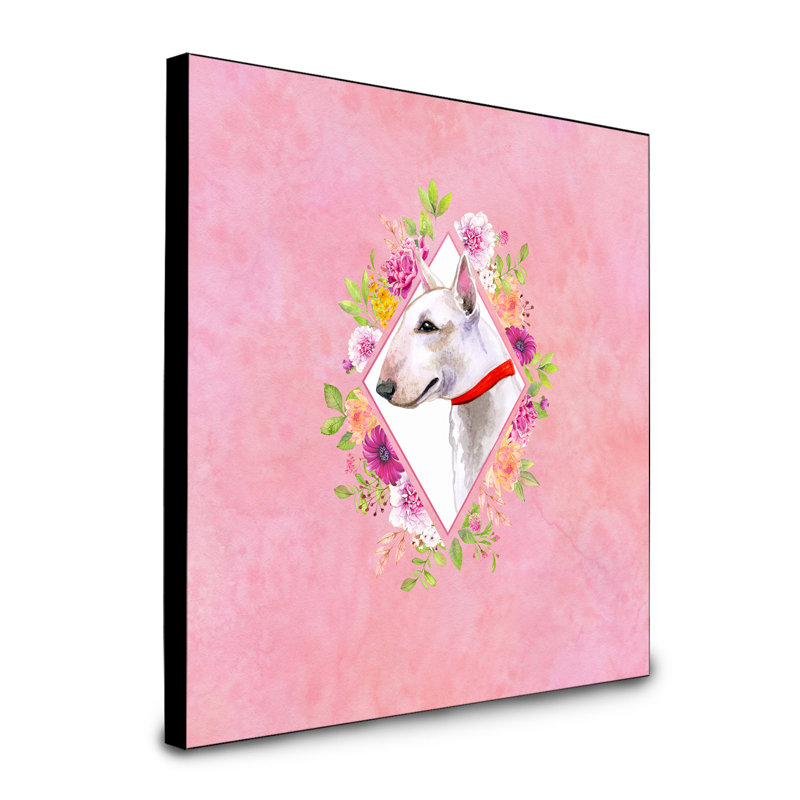 Panneau mural Dollman Flowers, Rose, Bull terrier beige