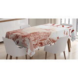 Ambesonne Paris Tablecloth, Vintage Watercolor Style Paris Illustration With Tour D'eiffel Old Streets Image, Rectangular Table Cover For Dining Room Kitchen Decor, 52" X 70", Pink