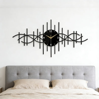 Large Modern Metal Wall Clock With Silent Non-Ticking Movement, Abstract 3D Art Design For Living Room, Bedroom, Office, And Farmhouse Decor