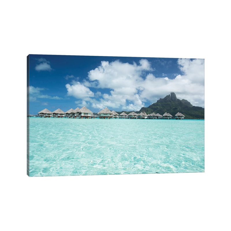 Bungalows On The Beach, Bora Bora, Society Islands, French Polynesia III by Panoramic Images - Wrapped Canvas Print