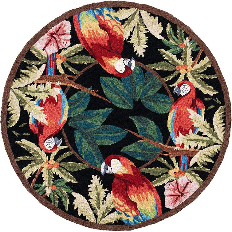 Hogle Hand Hooked Wool Floral Rug
