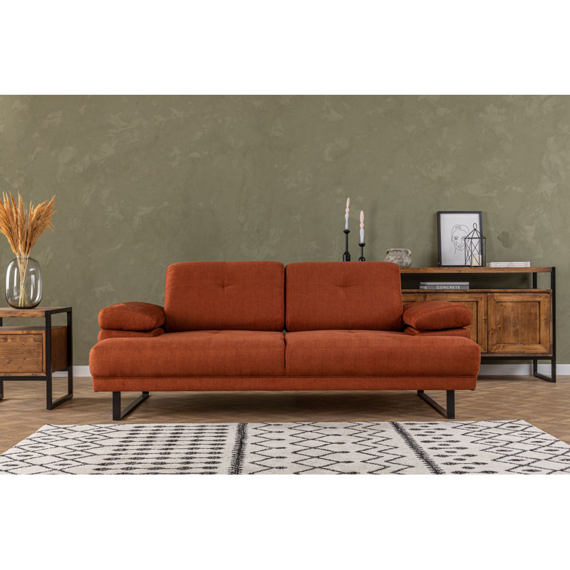 Canapé rembourré 78,3 po Philbert, 100 % polyester orange