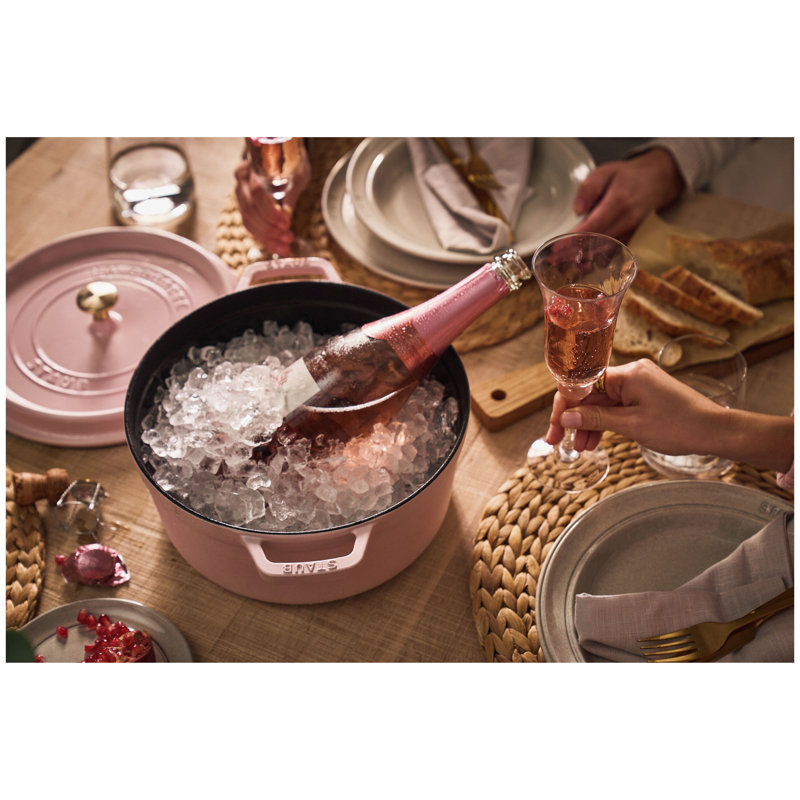 Staub Cast Iron Round Cocotte, Dutch Oven, 5.5-Quart, Serves 5-6, Made In France, Peony Pink, 5.5 quarts