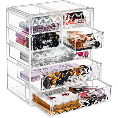Sorbus 7 Drawers Acrylic Makeup and Jewelry Cosmetics Organizer with Mesh Padding in Black