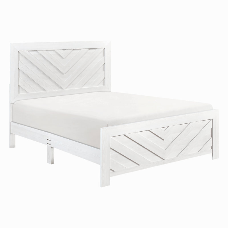 Mobilier de chambre à coucher contemporain à panneau en bois, Queen, White