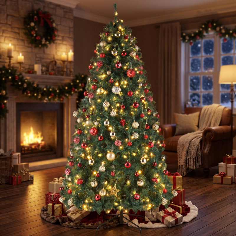 Arbre de Noël vert 10 pieds avec 5 090 branches et 1 200 lumières
