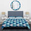 Patchwork blanc et bleu - ensemble de housse de couette abstrait - microfibre de polyester-1650718047