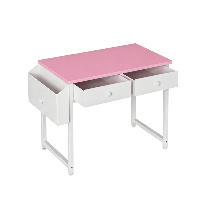 MDF Steel Computer Desk, Pink/White