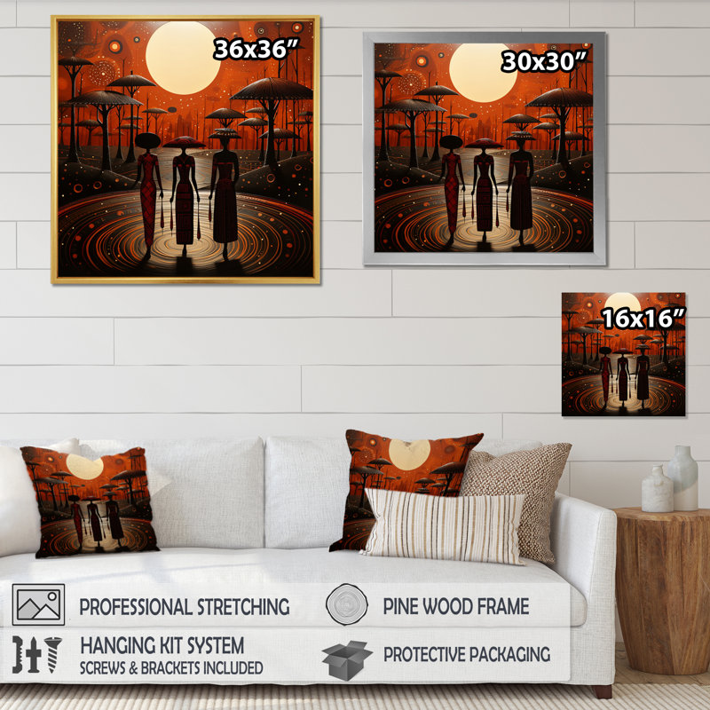 Tribus d'Afrique, Traditions anciennes VI sur toile, H 36 po x l 36 po x P 1,5 po, Cadre doré à une seule photo