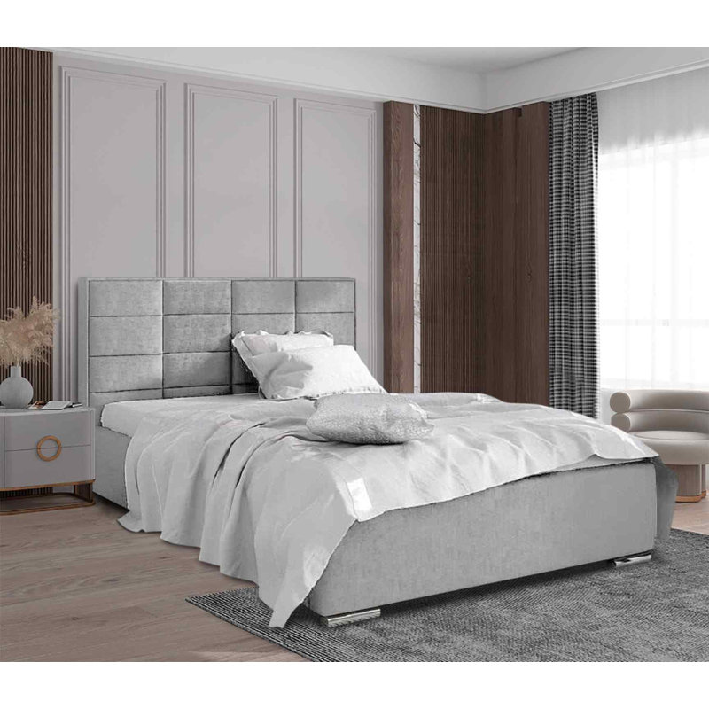 Upholstered Bed, Kingsize (5'), Silver