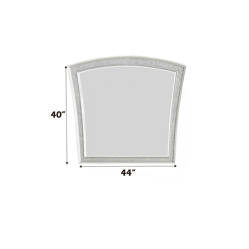 Gorgeous Platinum Finish Mirror With Rhinestone Inlays And Ample Viewing Area