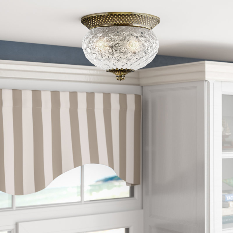 Plantation 2 - Light 12" Flush Mount, Burnished Brass