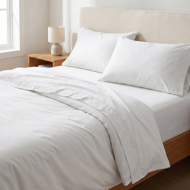 Ensemble de draps brossés hypoallergéniques, Ensemble de draps pour lit simple avec 3 taies d'o, White