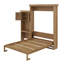 Grand lit escamotable mural avec plusieurs tablettes de rangement convertibles, cadre de lit plateforme pliable en bois avec décoration à persiennes-353702862
