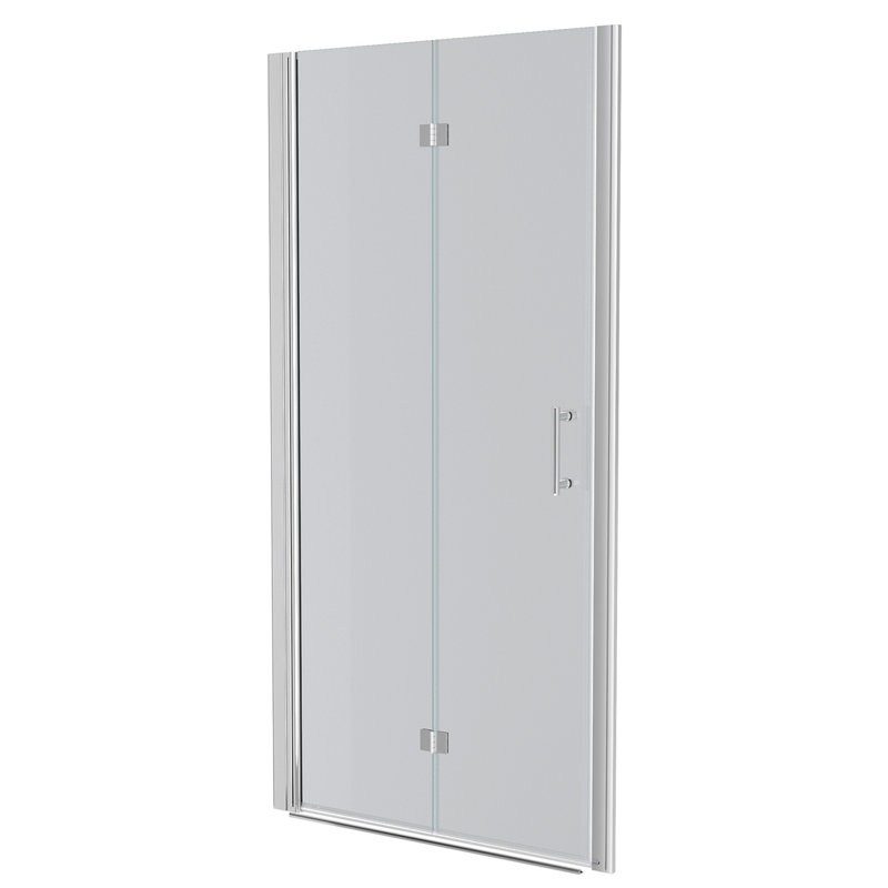 36"W X 72"H Fold Frameless Shower Door With Tempered Glass, 1/4 Inch (6 Mm), Chrome, Chrome