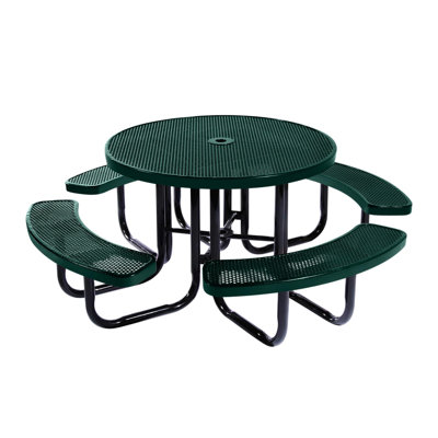 Table de pique-nique ronde de 117 cm (46 po), perforée, vert foncé