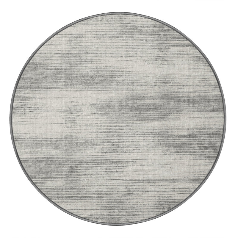 Machine Washable Abstract Gray Area Rug, Round 3'