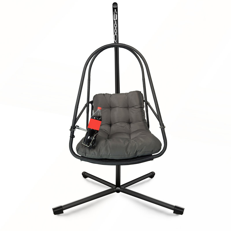 Fauteuil pivotant avec support pour l'intérieur et l'extérieur, Gris, Noir