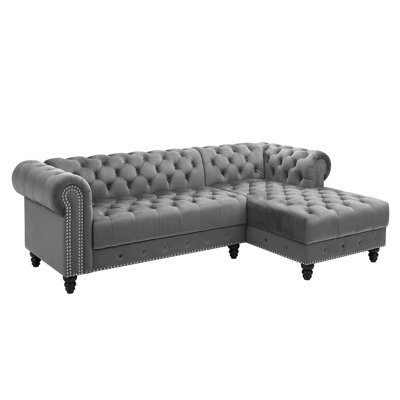 Lora Velvet Sectional Right Hand Facing