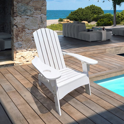 Outdoor Or Indoor Wood Adirondack Chair With An Hole To Hold Umbrella On The Arm