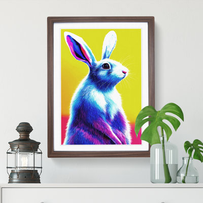Neon Hare No.2 1 Piece Single Picture Frame Wall Art