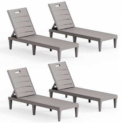 2-Piece/4-Piece Outdoor Chaise Lounge Chairs with Adjustable Back, Polypropylene Loungers for Pool, Patio