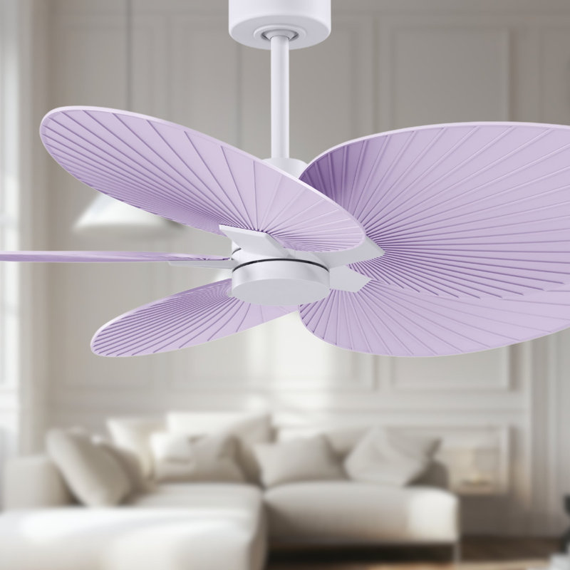 Alessandra Tropical - Five Blade Ceiling Fan - Matte White Finish - Matte White Blades, Matte White, Lilac