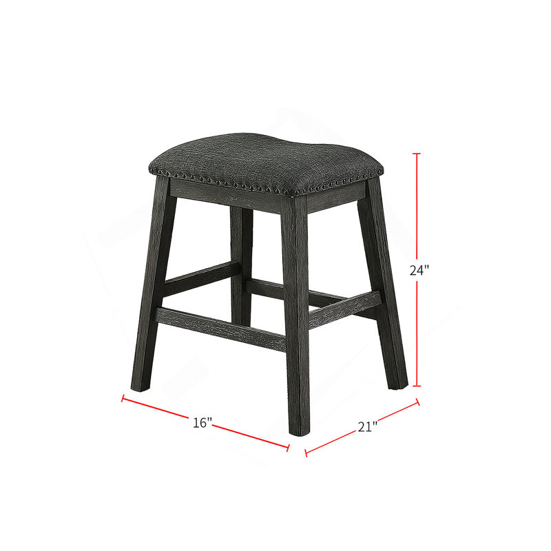 Tabouret de comptoir rembourré en tissu de lin, gris foncé (ensemble de 2)