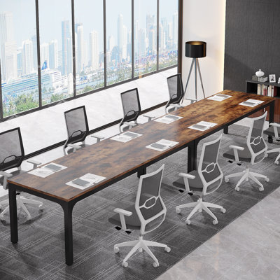 Tellaro 13FT Conference Table, Meeting Tables with Engineered Wood and Metal Legs