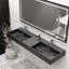 Lavabo de salle de bain mural à surface flottante avec drain dissimulé 72 po Juniper - Noir-1158740717-1158740705