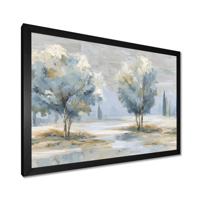 «Sprint Time Floral Trees Forest Dream», reproduction d'art sur toile encadrée, art mural bleu nature