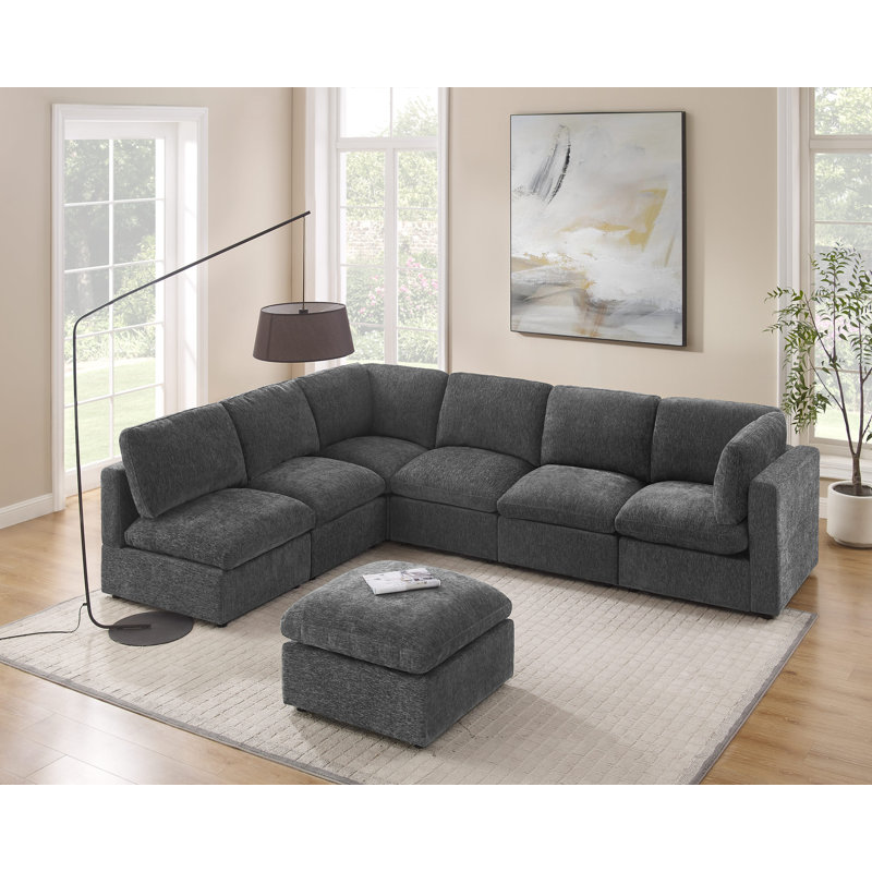 Canapé modulaire rembourré 7 pièces 7 pièces, Polyester gris