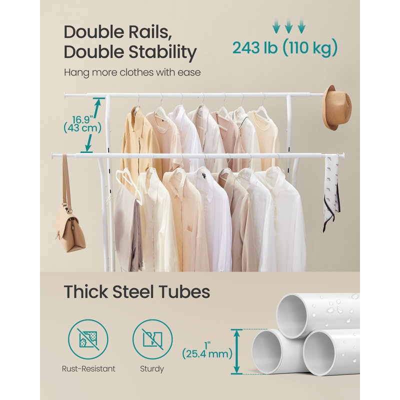 169 cm Clothes Rack, White