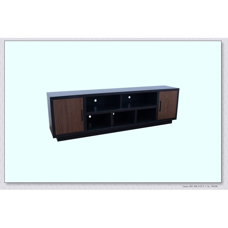 Meuble télé pour téléviseur de 80 po ou moins Aria, sans assemblage, et finition noyer, H 25 po x L 85 po x l 17 po