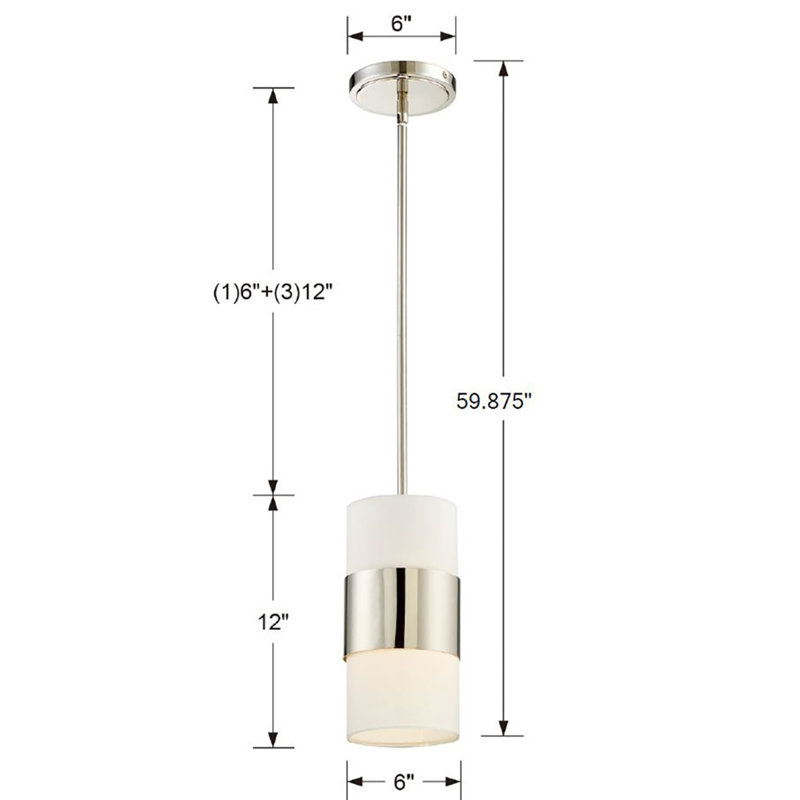 Ellicott 1 - Light Cylinder Pendant, Polished Nickel
