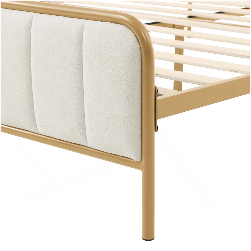 Structure de lit tapissier Ashley, Beige