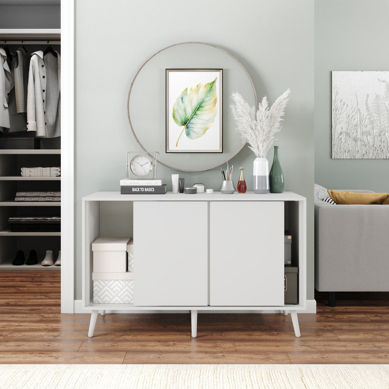 Rectangle Accent Cabinet, White/White Wood