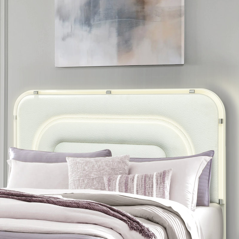 Grand lit Lyra beige avec DEL, Grand lit