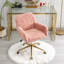 Chaise de bureau rose avec base en métal doré, construction robuste pour étudier la chaise de base, rose, large
