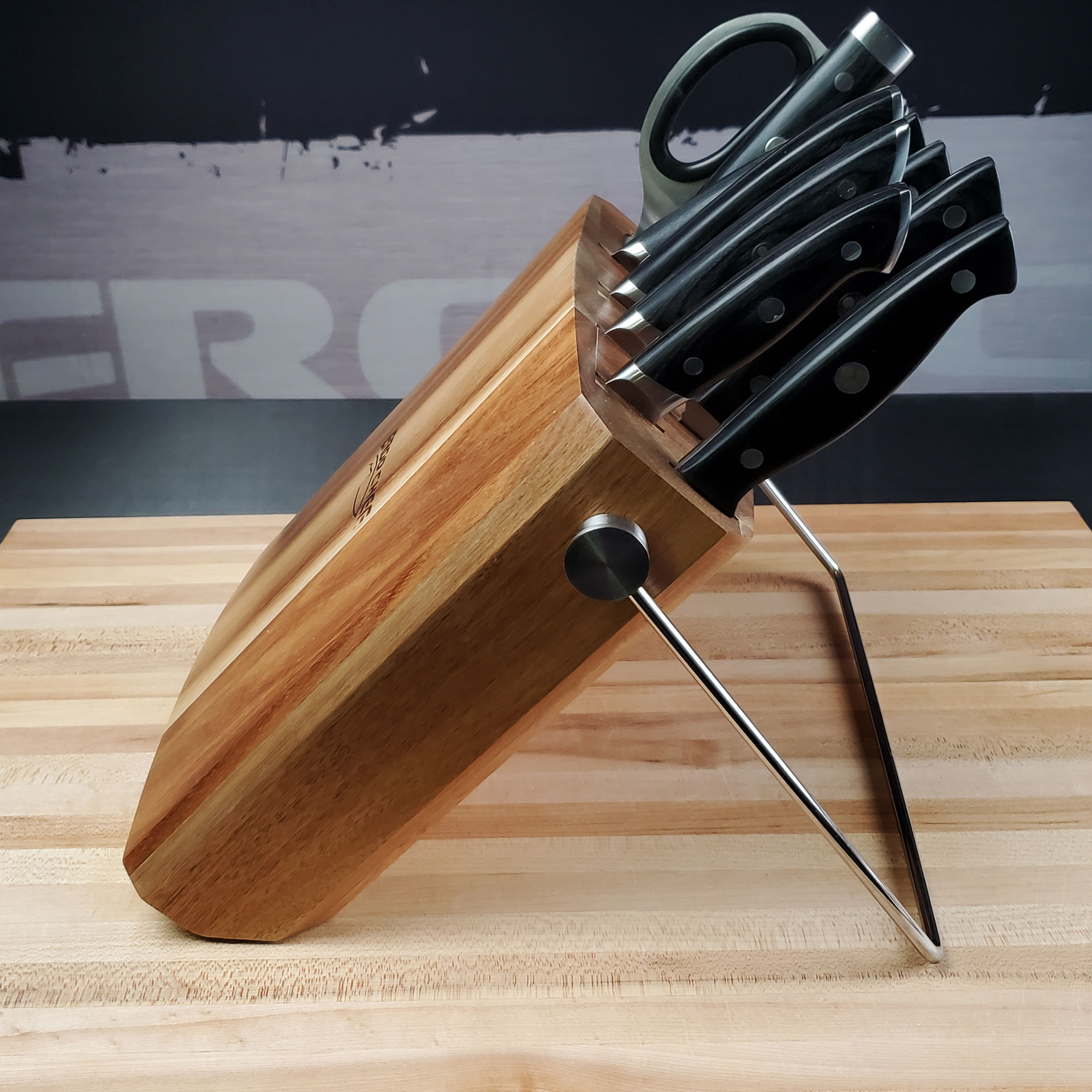 Chef Knife set with Acacia wood block