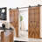 T-Shape Design Top Mount Black Rustic Standard Single Track Two Door Barn Door Hardware Kit (Door Not Included)-2044176650