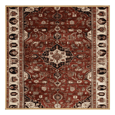 Machine Washable Persian Brown Area Rug