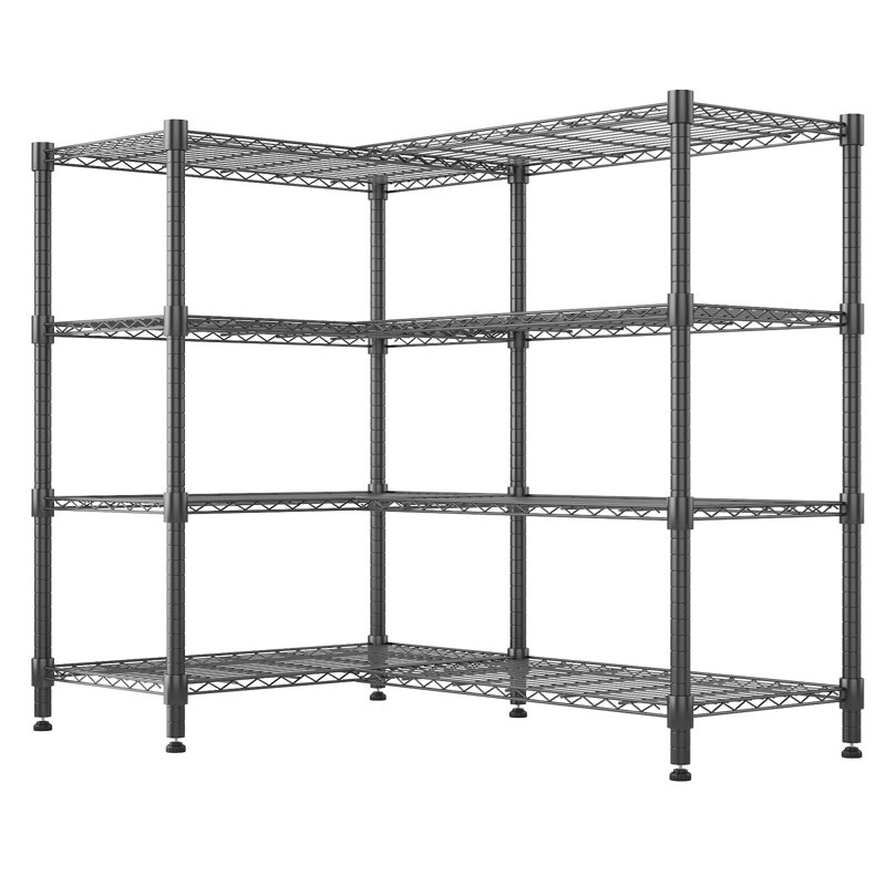 Étagère de coin convertible en acier à hauteur réglable en acier, Noir, H 60 po x l 60 po x P 14 po