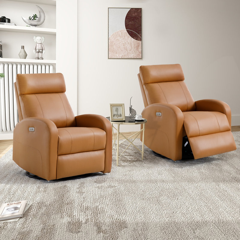 Agatho 30.3''Power Swivel Rocker Recliner Chair, Yellow